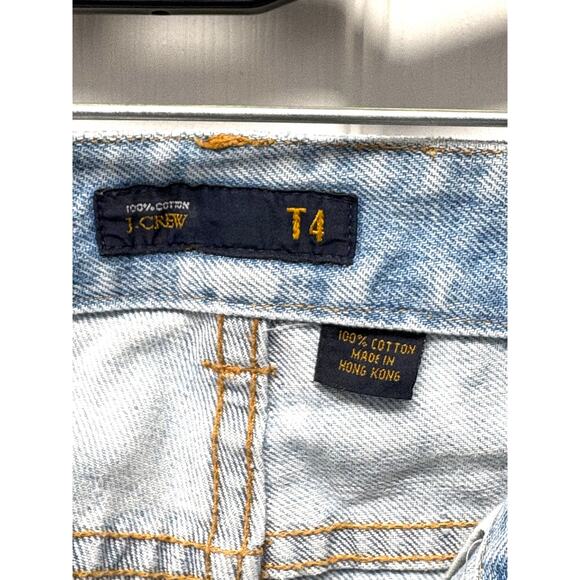 J Crew Jeans Cropped 100% Cotton, Light Wash, Frayed Hem, Size T4 - Picture 2 of 3
